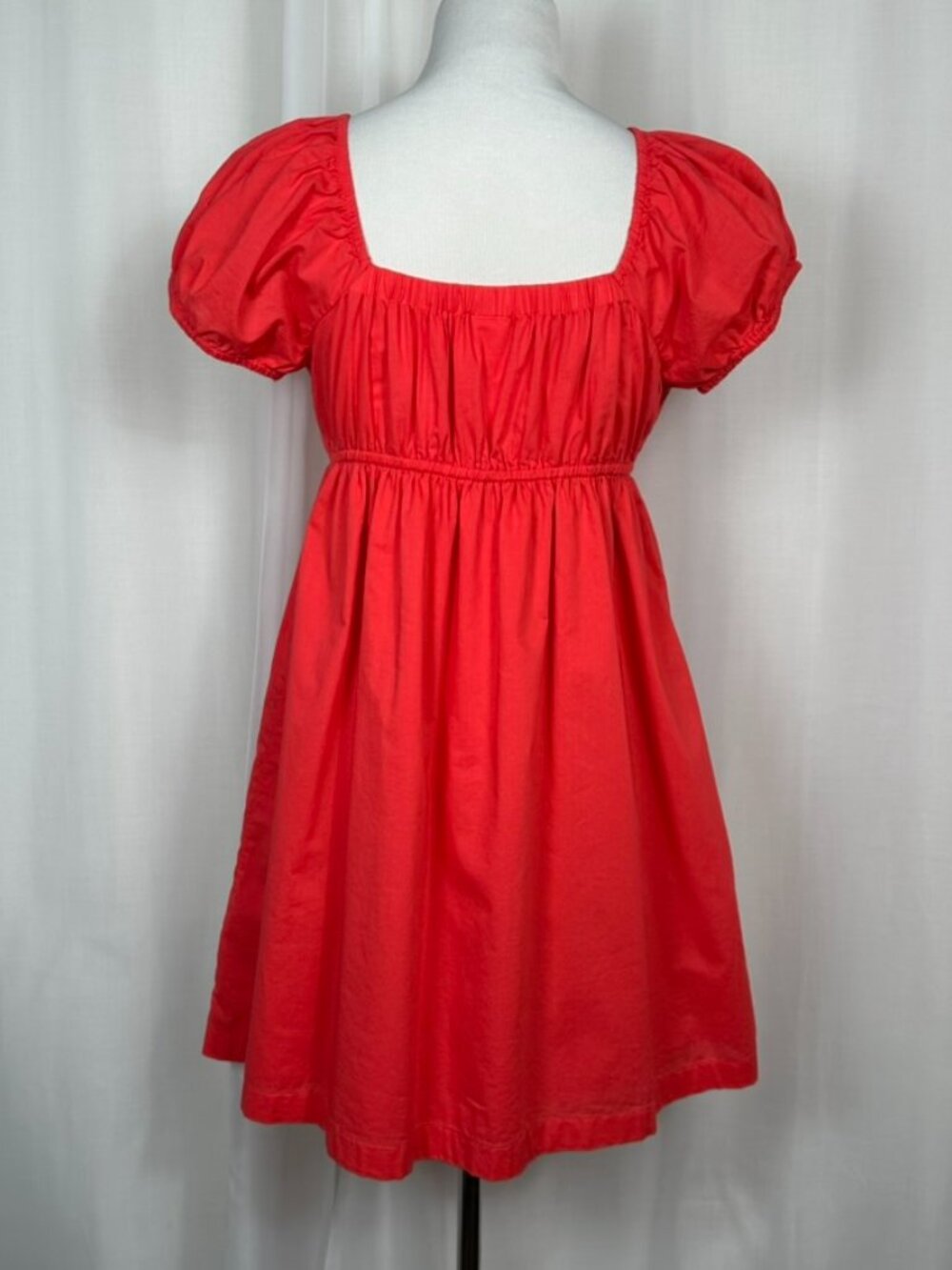Abound Red Puff Sleeve Babydoll Mini Dress Juniors Medium Empire Coquette Twee - Picture 3 of 7